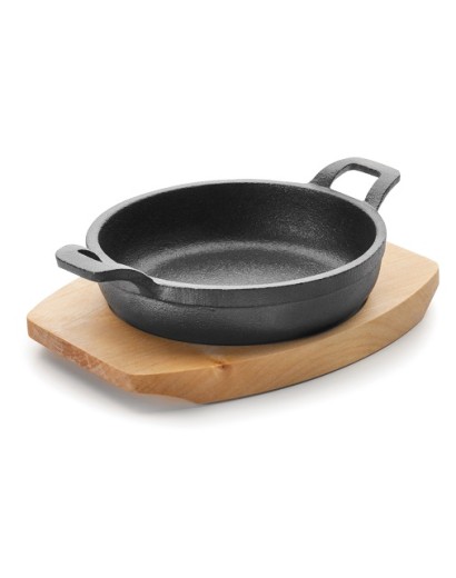 25871 CACEROLA REDONDA 12,5 CM. CON BASE MADERA