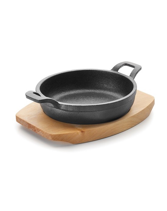 25871 CACEROLA REDONDA 12,5 CM. CON BASE MADERA