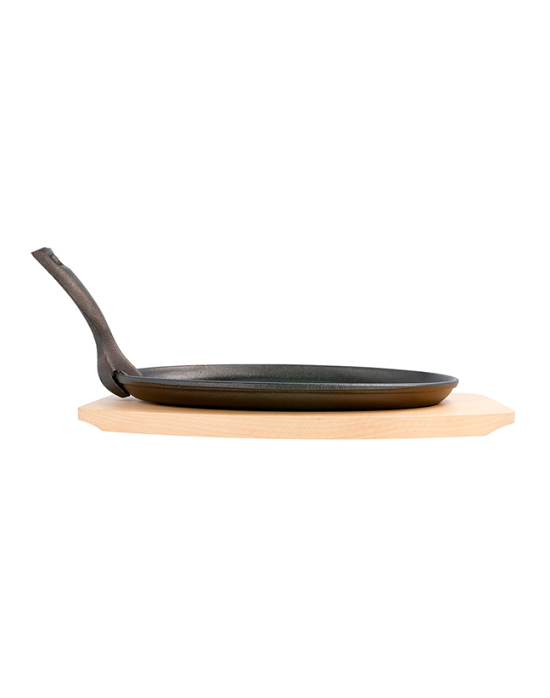 113.07 PLATO CAMPESTRE OVAL + BASE MADERA 27X18X2 CM. NEGRO HIERRO