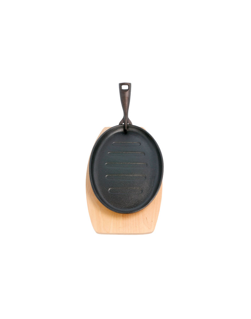 113.07 PLATO CAMPESTRE OVAL + BASE MADERA 27X18X2 CM. NEGRO HIERRO
