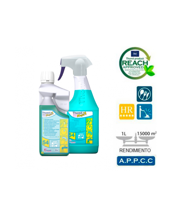 THOMILMAGIC DOSE Nº 54 STARTER KIT LIMPIABAÑOS NEUTRO ( 2 L. + 4 PULVERIZADORES)