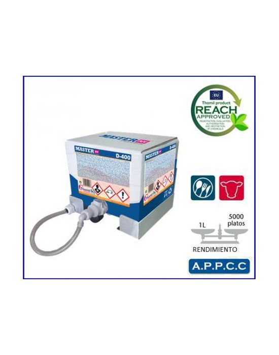 MASTER-BOX D-400 DETERGENTE LAVAVAJILLAS AGUAS DURAS 6 KG.