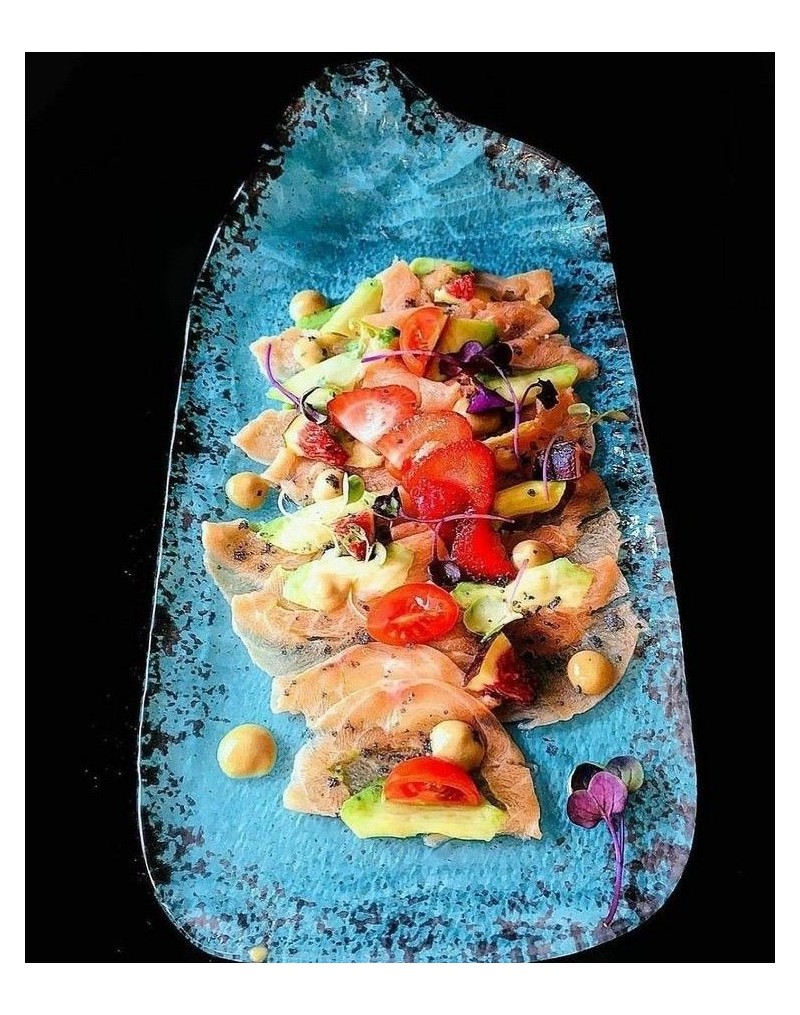 P605018C BANDEJA MURANO TURQUESA ETNIC 32X16 CM.