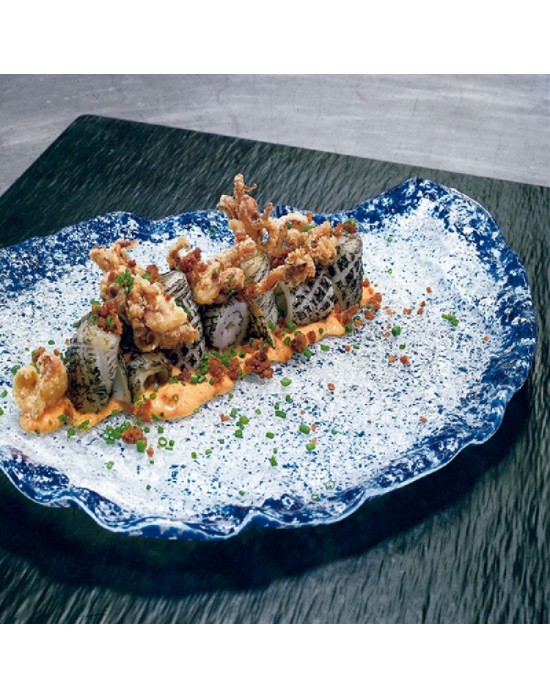 P605019B PLATO MURANO COBALTO ETNIC 32X25 CM.