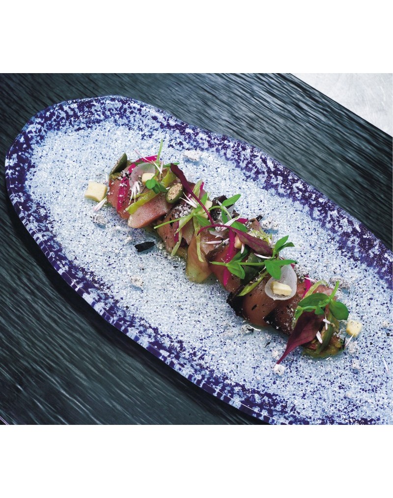 P605021B BANDEJA OVAL MURANO COBALTO 32X16 CM