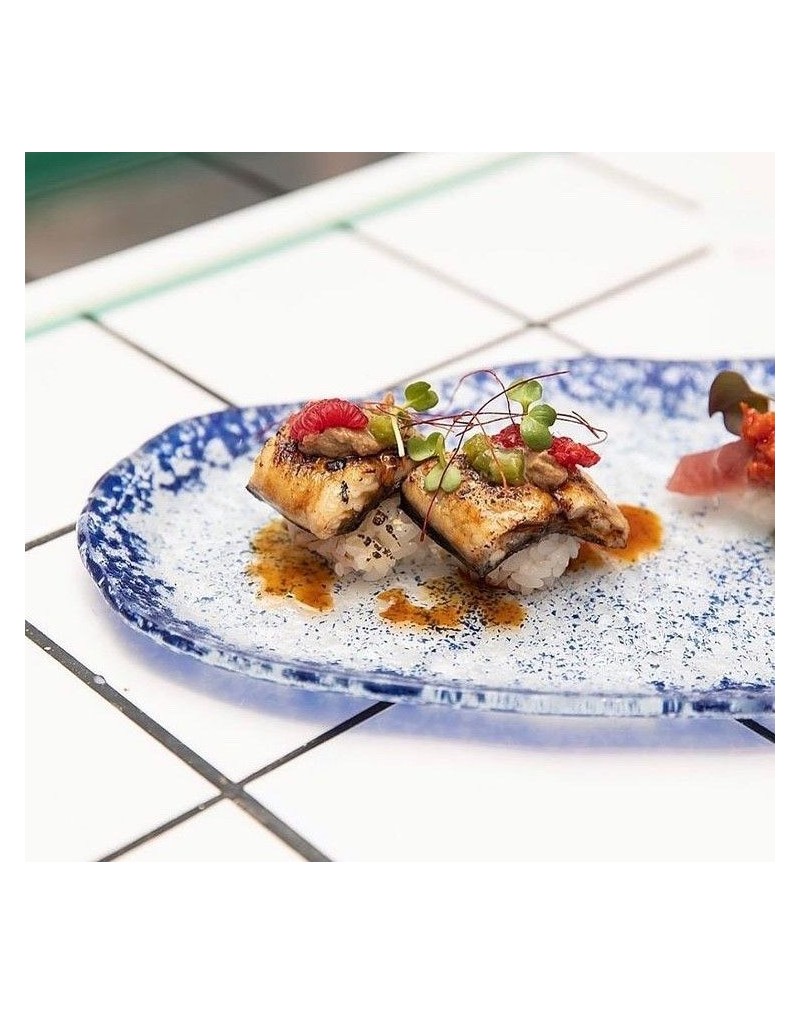 P605021B BANDEJA OVAL MURANO COBALTO 32X16 CM