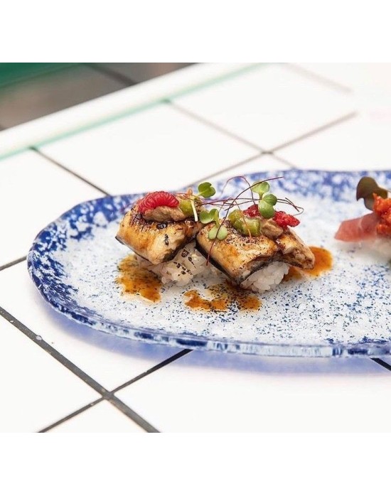 P605021B BANDEJA OVAL MURANO COBALTO 32X16 CM