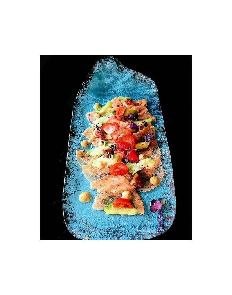 P605017C BANDEJA MURANO TURQUESA ETNIC 40X16 CM.