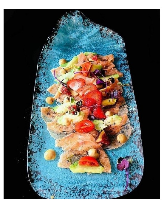 P605017C BANDEJA MURANO TURQUESA ETNIC 40X16 CM.