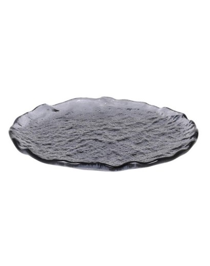 P605031A PLATO POSTRE MURANO NEGRO 20X1,5 CM.
